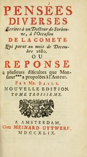 Pensées diverses ecrites à un docteur de Sorbonne a l'occasion de la comete