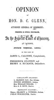 Opinion of Hon. D.C. Glenn, attorney general of Mississippi