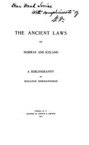 The ancient laws of Norway and Iceland