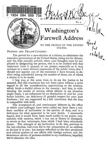 Washington's farewell address to the people of the United States