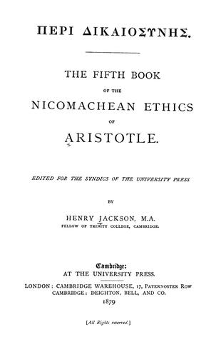 The fifth book of the Nicomachean ethics of Aristotle