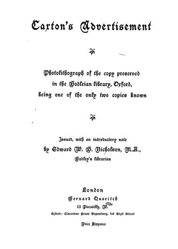 Caxton's advertisement