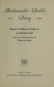Ambassador Dodd's diary, 1933-1938