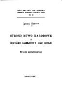 Stronnictwo Narodowe a kryzys dziejowy 1938 roku