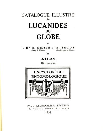 Catalogue illustré des lucanides du globe