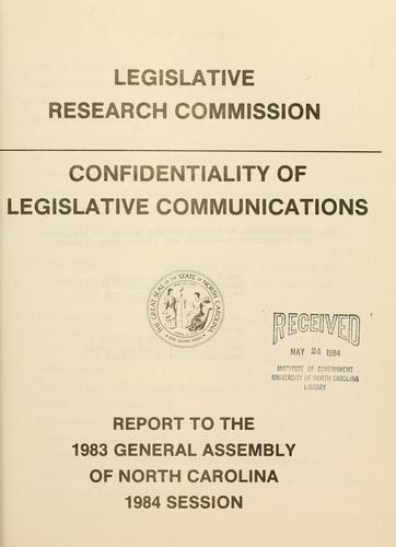 Confidentiality of legislative communications