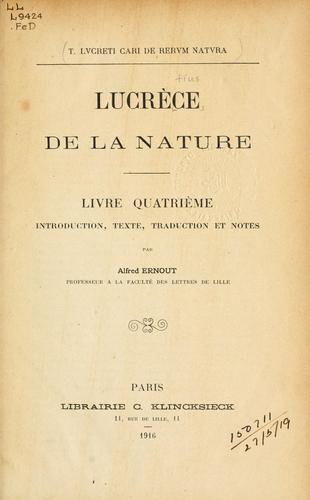 De la nature, Livre Quatrième