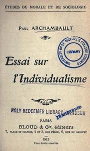 Essai sur l'individualisme