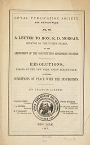 A letter to Hon. E. D. Morgan