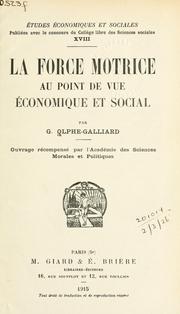 La force motrice au point de vue économique et social
