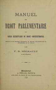Manuel de droit parlementaire