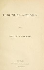 Mimiambi, Edidit Franciscus Buecheler