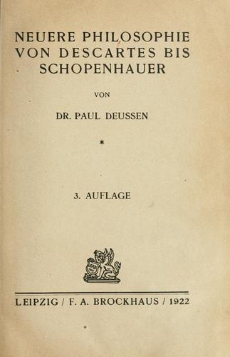 Neuere philosophie von Descartes bis Schopenhauer