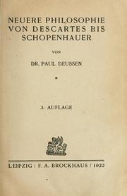 Neuere philosophie von Descartes bis Schopenhauer