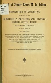 Speech of Senator Robert M. La Follette
