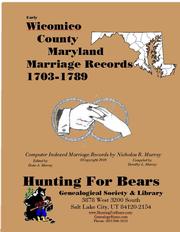 Early Wicomico County Maryland Marriage Records 1703-1789