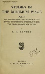 The establishment of minimum rates in the chain-making industry under the Trade Boards Act of 1909