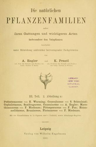 Die Natürlichen Pflanzenfamilien