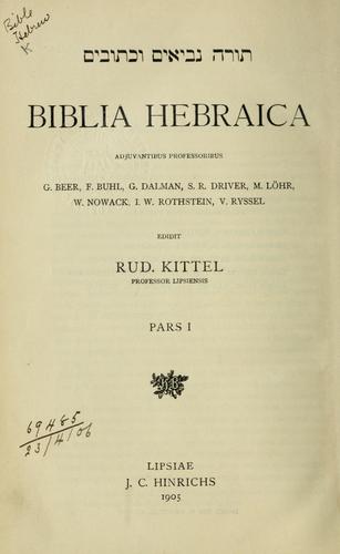 Biblia Hebraica ...