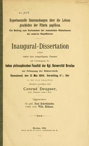 Experimentelle untersuchungen über die lebensgeschichte der Filaria papillosa