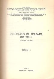 CONTRATO DE TRABAJO (LEY 20.744), tomo I