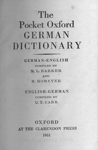 The pocket Oxford German dictionary