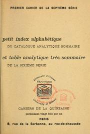 Petit index alphabétique du catalogue analytique sommaire