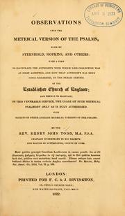 Observations upon the metrical version of the Psalms, made by Sternhold, Hopkins, and others