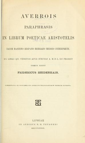 Paraphrasis in librum Poeticae Aristotelis