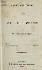 Names and titles of the Lord Jesus Christ
