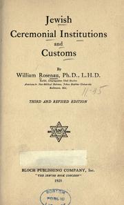 Jewish ceremonial institutions and customs