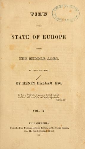 View of the state of Europe during the middle ages ...