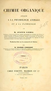 Chimie organique appliquée a la physiologie animale et a la pathologie