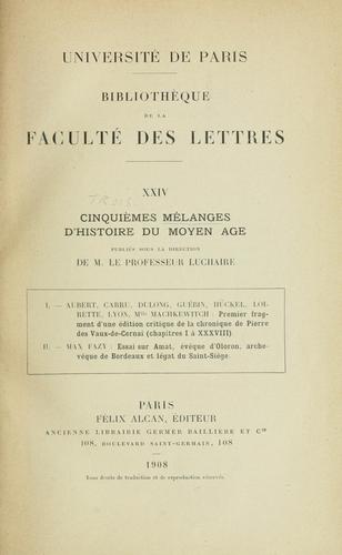 Mélanges d'histoire du moyen âge