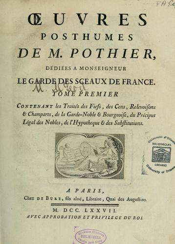 Oeuvres posthumes de Pothier