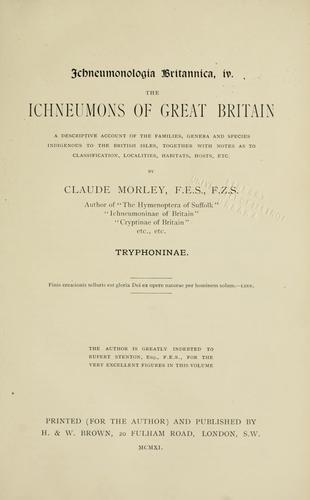 Ichneumonologia brittannica