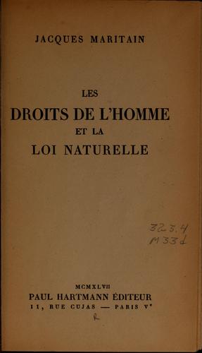 Les droits de l'homme et la loi naturelle