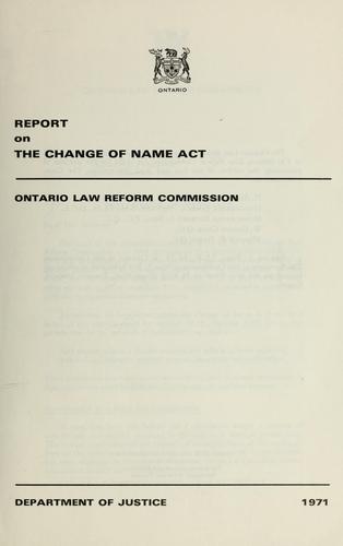 Report on the Change of Name act