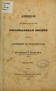 An address, delivered before the Philomathean society of the University of Pennsylvania