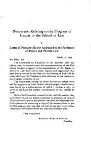 Documents Relating to the Program of Studies in the School of Law
