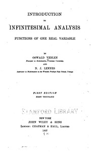 Introduction to Infinitesimal Analysis: Functions of One Real Variable