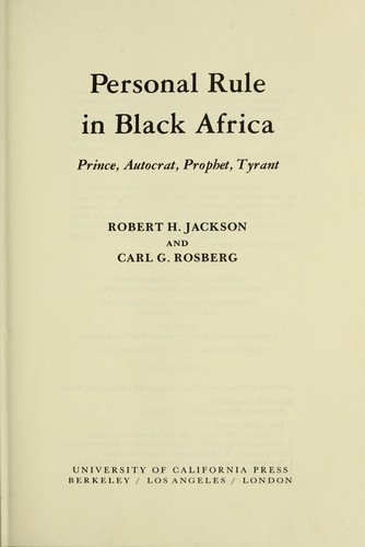 Personal rule in Black Africa