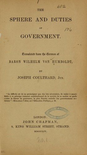The sphere and duties of government
