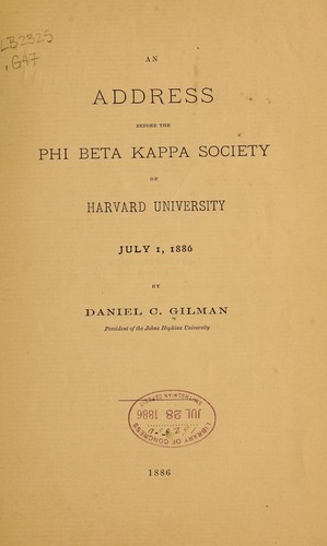 An address before the Phi beta kappa society of Harvard university