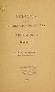An address before the Phi beta kappa society of Harvard university
