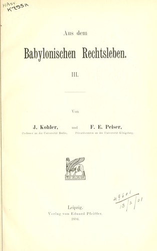 Aus dem babylonischen Rechtsleben
