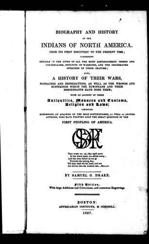 Biography and History of the Indians of North America