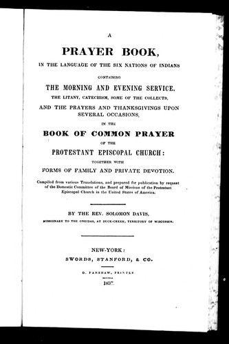 A prayer book, in the language of the Six Nations of Indians