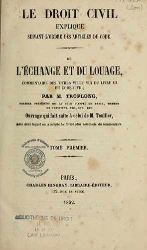 De l'échange et du louage