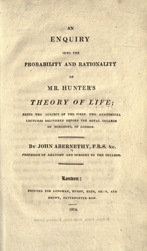 An enquiry into the probability and rationality of Mr. Hunter's theory of life